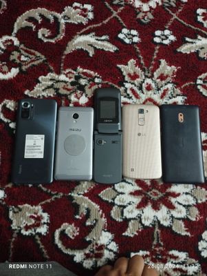 Redmi, meizu, novey, lg, nokia telefonlari