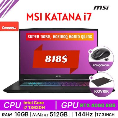 MSI KATANA i7 13620H 4060 8 gb 818$