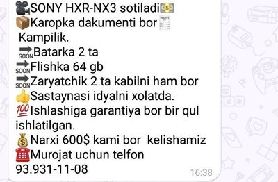 Vedio kamera yaxshi xolatda