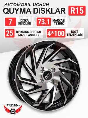 Avto disklar, qotishmali quyma, R15, 4x100
