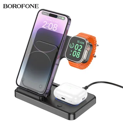 Borofone BQ26 3в1 Wireless Док-станция 15W для iPhone 16 iWatch AirPod