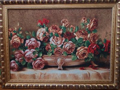 Картины Цветы, Павлины Гобелен в золотой рамке