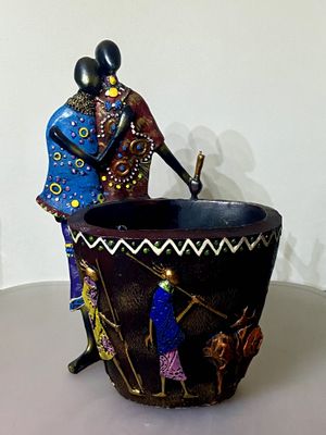 Стакан канцелярский декорированный, африканская тематика.
