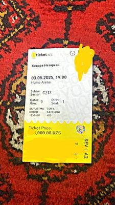 Sevara Nazarxon konsert dasturiga chipta,Билет на концерт