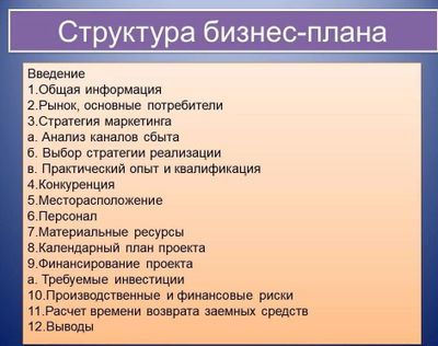Бизнес план для Инвесторов