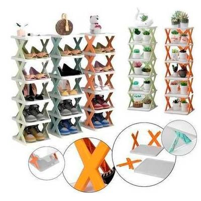 Вертикальная складная полка органайзер для обуви X-Shaped на 8 ярусов