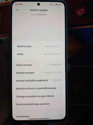 Redmi Not 13 Holati idial pul kerak sroshni