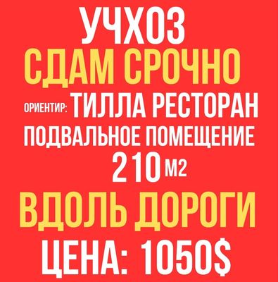 УЧХОЗ(Алишеробод, Тилла ресторан)! Подвальное помещение! Сдам срочно!