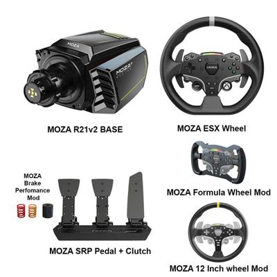 Moza R21 + SRP 3 pedal + Moza ESX руль для симрейсинга