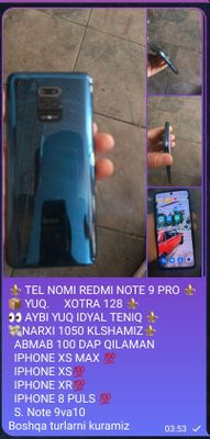 Redmi note 9 pro bor idyal tiniq holda