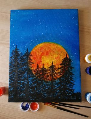 картина ночного леса