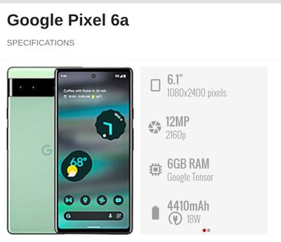 Google Pixel 6a черного цвета