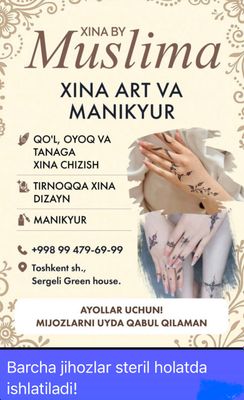Xina chizish qol va tana, tirnoqqa xina, manikyur