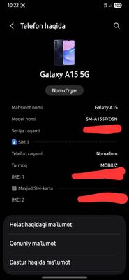 Galaxy A15 Holati yangi kami bor