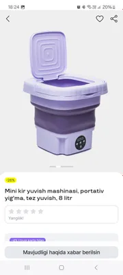 Mini kir yuvish mashinasi 8litrli