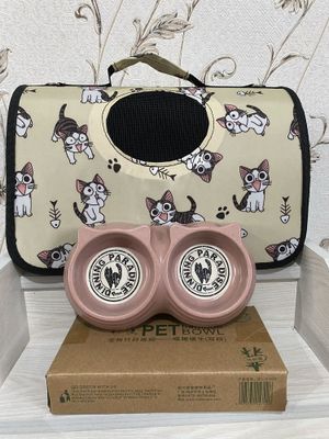 Новая переноска и миска для кошек