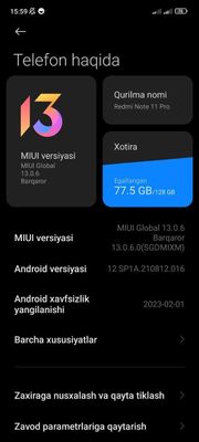 Redmi note 11 pro 8+3/128gb 5000AH garantiyasi bilan