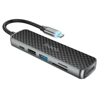 Type-C Hub Hoco HB24 HDMI + USB3.0 + USB2.0 + SD + TF + PD