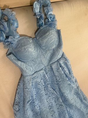 Платье голубое с корсетом