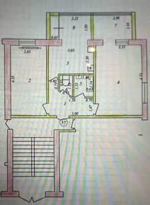 2 ком/3/4 кирпич , площадь 55м2. Ц6 На небе