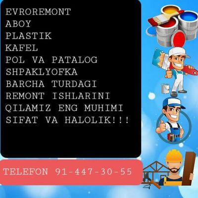 evroremont ishlarini tez va sifatli qilib beramiz