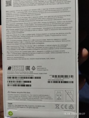 Iphone 16 yengi ochilmagan 128 gb li ultramarine