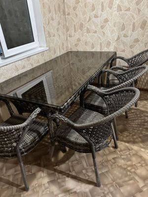 Ротанговый стол +8 стульев