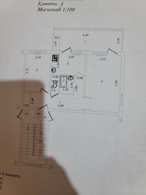 2 комнатная квартира 2/2/5, на массиве Куйлюк 5, франц. план.