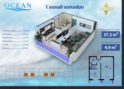 Продается квартира ЖК XON SAROY проект OCEAN 16-этаж дом