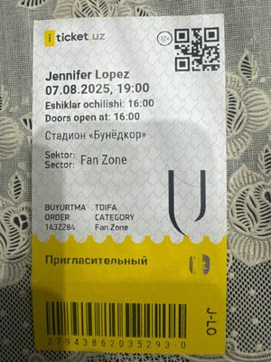 Билет на концерт J-LO