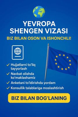 Shengen vizasini olishga yordam beramiz!