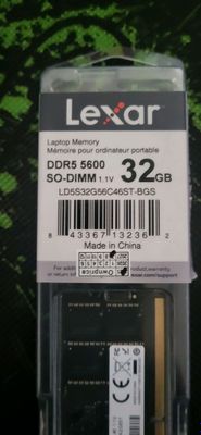 Память 64GB (32x2) SO-DIMM. DDR5 5600 MHz. Lexar.