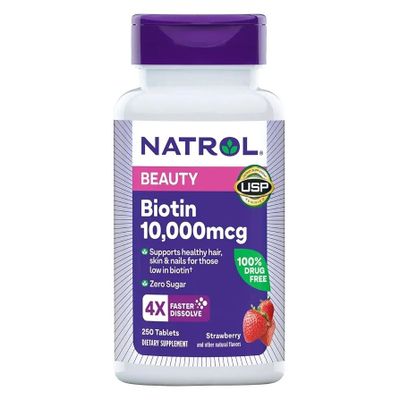 Biotin 10.000 mcg NATROL, Биотин 250 жевательных таблеток