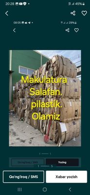 Salafan maklatura plastik plastmasa olamiz
