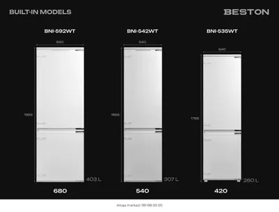 Встраиваемый холодильник Beston BNI-592WT Inverter No Frost
