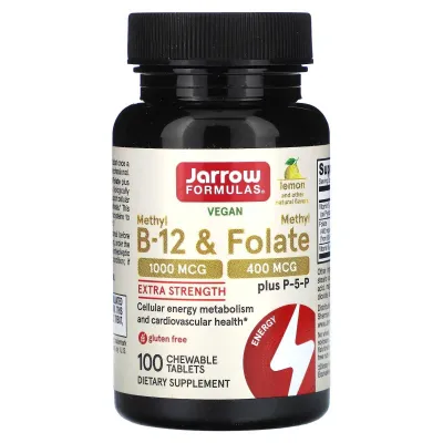 Jarrow Formulas, Метил B-12 и Метилфолат, 100 жевательных таблеток