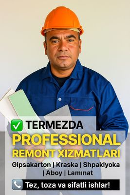 Шпаклёвка, Гипсокартон, Маляр Ишлари — Термезда Сифатли Ремонт