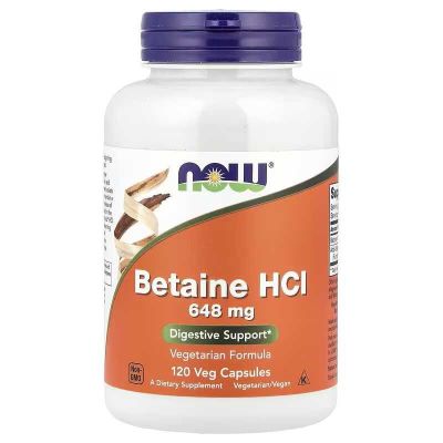 NOW Foods, Гидрохлорид бетаина, Betaine HCl, 648 мг, 120 капсул