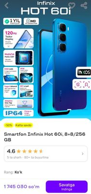 Infinix Hot 60i 4+4 128
