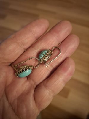 Серебрянные серьги с натуральной берюзой