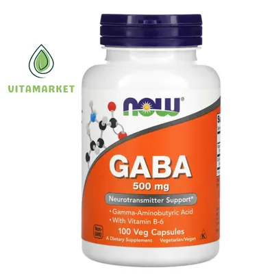 NOW Foods GABA, ГАБА с витамином B6, 500 мг, 100 капсул