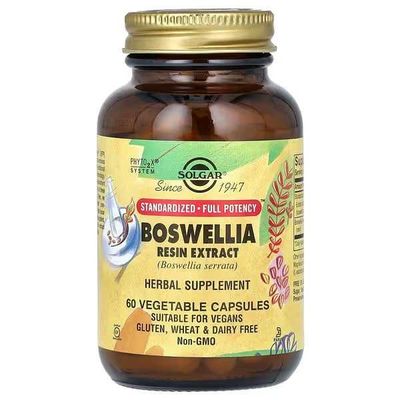Solgar, экстракт смолы босвеллии. Boswellia, Босвелия
