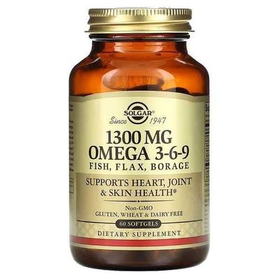 Solgar, Омега 3-6-9, 1300 мг, 60 капсул omega 3-6-9