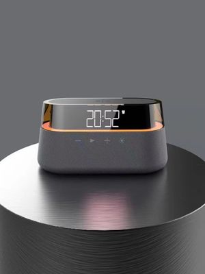 Беспроводная зарядка ,калонка,часы,будилник,FM-радио,RGB-подцветка
