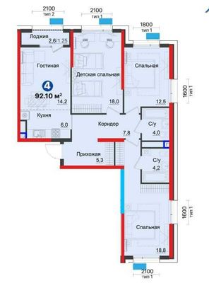 4-х комнатная квартира в Яшнабадском районе от 68 900 у.е. [AD]