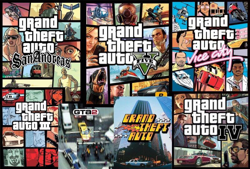 Анталогия GTA 5, GTA4, GTA SanAndreas, GTA vice city