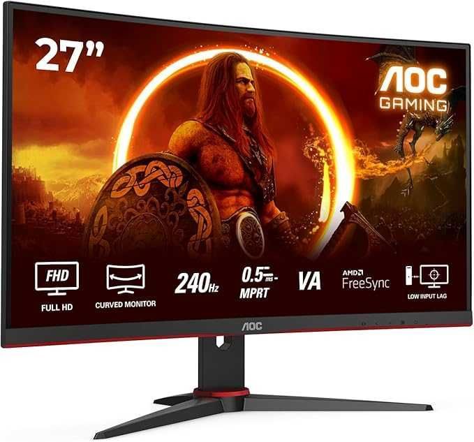 Монитор AOC - 27” C27G2Z Curved, VA, 240Hz, 0,5 mc, FHD, HDMI+DP, Монитор AOC - 27” C27G2Z Curved, VA, 240Hz, 0,5 mc, FHD, HDMI+DP,