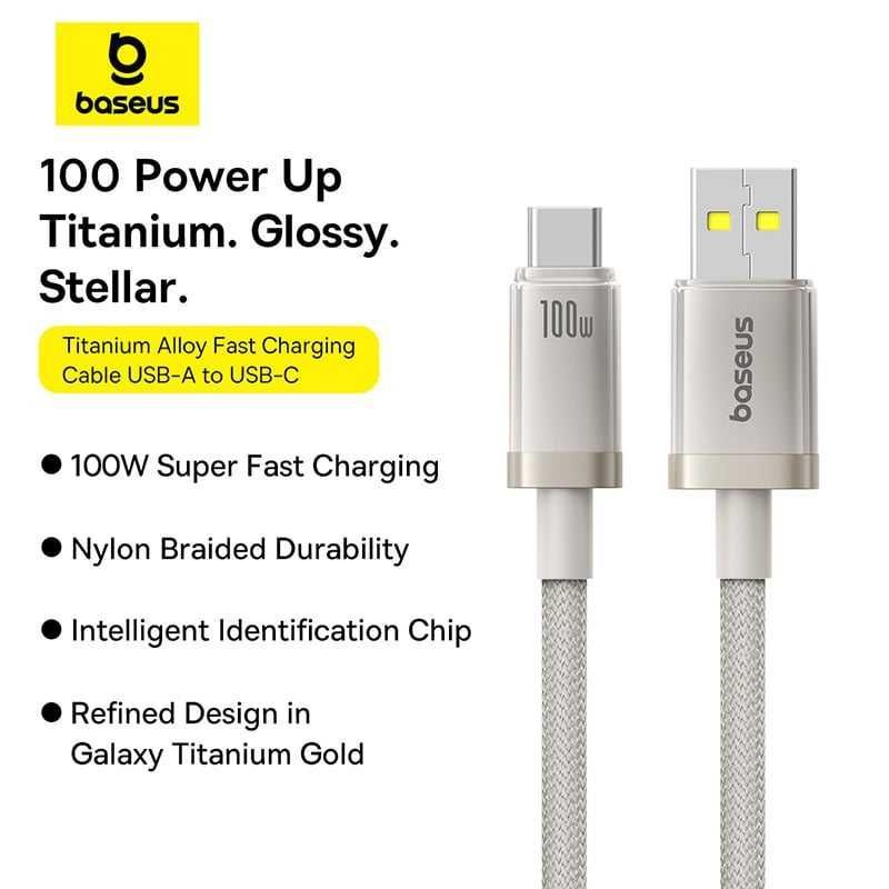 Кабель Baseus Titanium Alloy Type-C 100W быстрая зарядка 1 метр Кабель Baseus Titanium Alloy Type-C 100W быстрая зарядка 1 метр