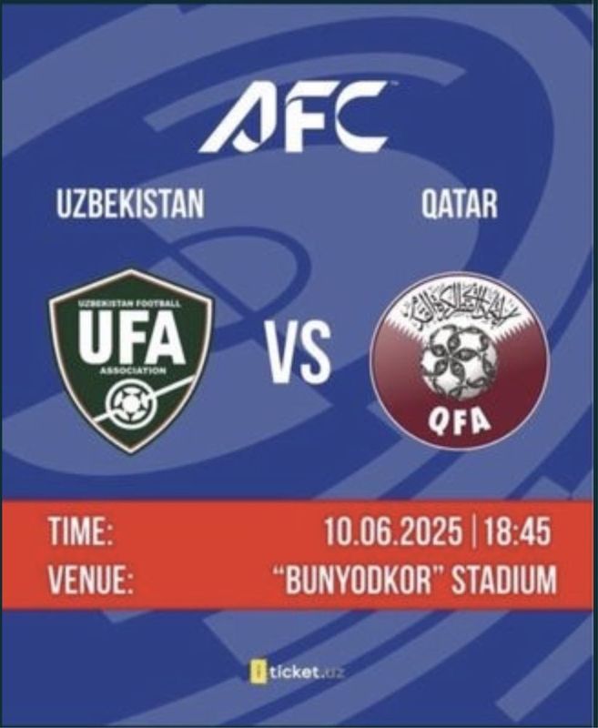 Uzb-Qatar oyiniga Bilet bor Uzb-Qatar oyiniga Bilet bor