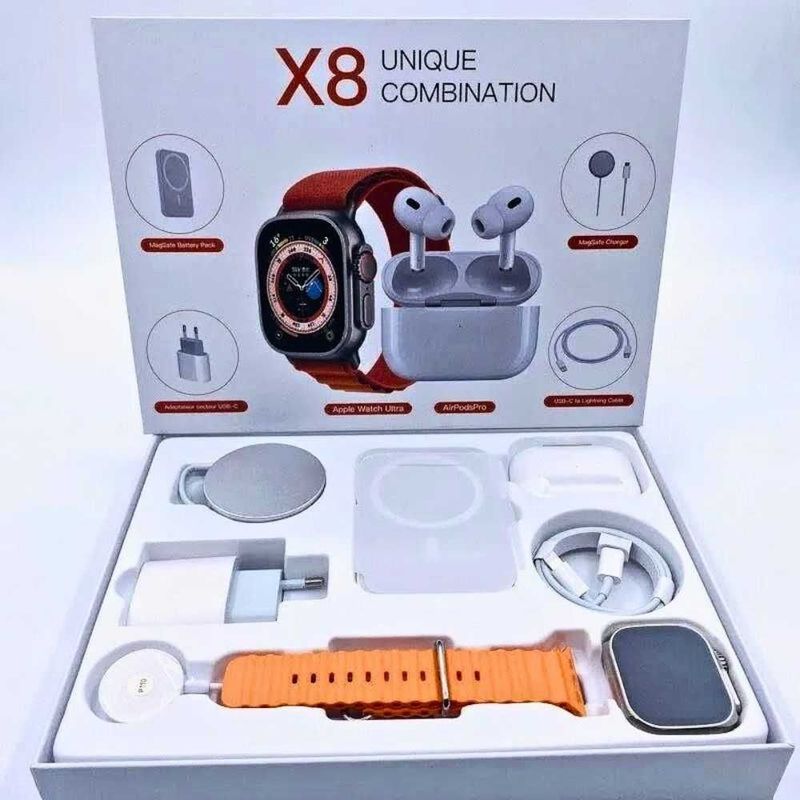 Умные часы Smart Watch 8 PRO Ultra + наушники (оранжевый) Умные часы Smart Watch 8 PRO Ultra + наушники (оранжевый)